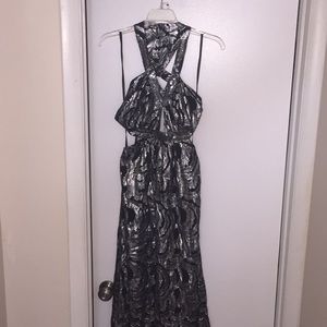 Floor length cut out maxi dress.